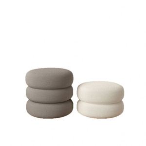 Living Room Cream Round <b>Stool</b> - Multifunctional Home Shoe Changing <b>Stool</b> and <b>Sofa</b> <b>Stool</b> - Product Image 1