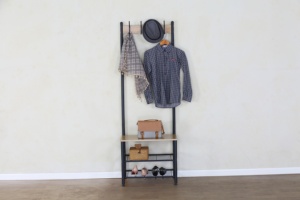 <span class=keywords><strong>Porte</strong></span>-<span class=keywords><strong>manteau</strong></span> industriel 3-en-1 avec banc de rangement d'entrée et étagère à chaussures, organisateur de couloir avec 4 crochets pour vêtements - Product Image 3