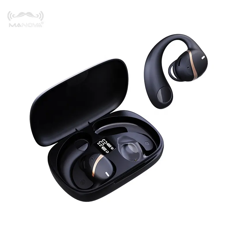 2023 Baru Earhook Nirkabel Bluetooth Earphone Headset Tws Headphone Stereo Terbuka Dapat Dipakai dengan Display Daya Casing Pengisian