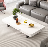 Table basse en marbre moderne italienne de luxe minimaliste avec cadre en métal pour salon Maison - Durable et facile à nettoyer