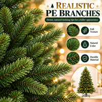 Sapin de Noël artificiel pré-éclairé avec lumières blanc chaud, sapin en PVC à charnières avec support métallique pour décoration intérieure