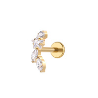 Cincin Segmen Berengsel Titanium ASTM F136 Yazi dengan Zirkon Ganda, Perhiasan Tindik Hidung Septum Conch yang Trendi