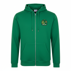 Sweat-shirt à capuche zippé vert personnalisé de haute qualité pour homme, respirant, pour l'automne, avec motif brodé, 100 % coton - Product Image 2