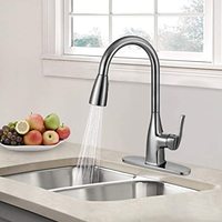 Robinet de cuisine économique, durable et moderne à poignée unique en laiton et acier inoxydable 304, avec douchette extractible pour eau chaude et froide