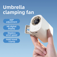 Ventilador USB Portátil con Forma de Paraguas, Motor sin Escobillas, Pantalla Digital, Batería de 1800mAh, Control por Botones, Multiusos, Bajo MOQ