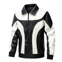 Chaqueta de Motociclismo de Cuero Negra y Blanca/Negra y Roja, Transpirable, para Carreras de Motos