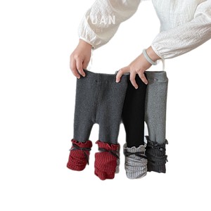Girls' Thick Leggings Fleece Lined Solid Color Long Pants Autumn Winter Outerwear Baby Children's Warm Panties - Product Image 5