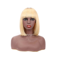 YesWigs Pas Cher En Gros Fabriqué À La Machine Bob Perruques 613 Blonde Dentelle Fermeture Courte 10 Pouces Avec Une Frange Épaisse Ombre Bob Perruque Darks Roots