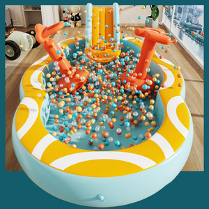 Piscina Inflable Infantil con Tobogán y Sombrilla, Color Naranja, Cinco en Uno, Piscina de Juegos Acuáticos para Bebés y Niños - Product Image 4