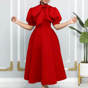 Robe de soirée à manches courtes et nœud papillon, style européen et américain, nouvelle collection été, robe de cocktail élégante pour femmes pour occasions spéciales - Product Image 1