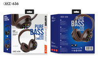 Auriculares Inalámbricos Plegables AKZ636 con Bluetooth, Pantalla Digital, Sonido Estéreo con Bajos Profundos, Compatibles con Tarjeta TF, Auriculares para Juegos