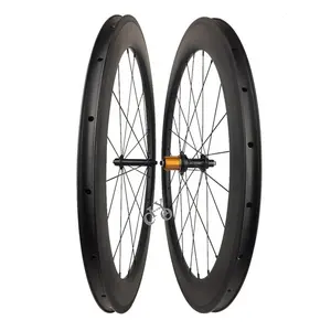 Roda Sepeda Karbon Halus Ultra Ringan, Roda Sepeda Jalan Ultra Ringan, Kedalaman 60Mm X 25Mm, Clincher Rem V, Roda Karbon 700c