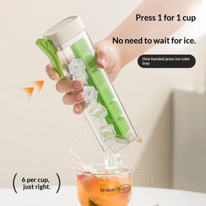 <span class=keywords><strong>Bac</strong></span> à glaçons 6 compartiments en <span class=keywords><strong>plastique</strong></span> PP de qualité alimentaire avec couvercle et bouton-poussoir, outil de cuisine pour congélateur et boissons - Product Image 2
