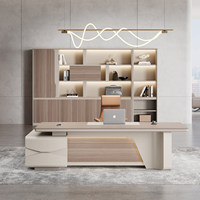 Conjunto de Escritorio y Silla Ejecutiva Premium Minimalista Moderno, Muebles de Oficina para Jefe, Supervisor y Gerente