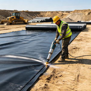 Vente Flash : Géomembrane HDPE 0,5 mm-2,0 mm, membrane d'étanchéité pour bassin, barrage, décharge, aquaculture, projets de construction - Product Image 1