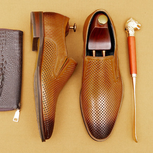 Newly Launched Popular Summer Style Men's Business Casual Leather <b>Shoes</b> Pointed Toe Design Genuine Leather Upper Massage - Product Image 3