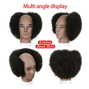 Tête d'entraînement en cheveux humains, moitié <span class=keywords><strong>chauve</strong></span>, pour la pratique de la greffe de cheveux, modèle de tête africain, modèle de corps humain, tête d'entraînement pour salon, texture de cheveux africaine - Product Image 3