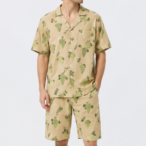 Abbigliamento Casual Traspirante in Cotone alla Moda, Camicia da Spiaggia per <span class=keywords><strong>Uomo</strong></span> <span class=keywords><strong>con</strong></span> Pantaloncini, Colletto Rovesciato, <span class=keywords><strong>Pigiama</strong></span> da Casa, Set Loungewear per <span class=keywords><strong>Uomo</strong></span> - Product Image 1