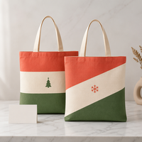 Sac en toile de Noël personnalisé en coton recyclé, modèle Yule Sketch, en stock et disponible en gros, support en tissu sur mesure pour magasins en chaîne