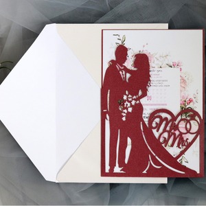 Tarjeta de felicitación de San Valentín estilo europeo, invitación de boda cortada con láser, carta de invitación de amor para boda - Product Image 4