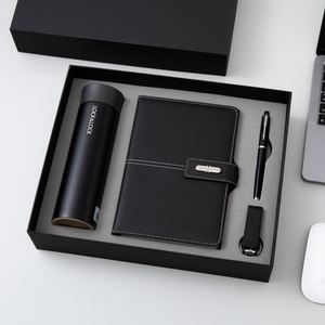 Premium Office Gift Set Includes Insulated Tumbler Leather <b>Notebook</b> Pen Keychain for Professionals Business Clients - Product Image 2