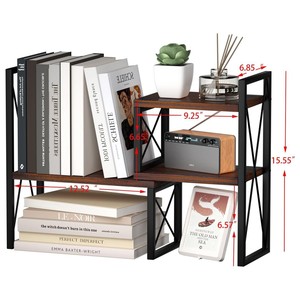 Iron Wood Combination Storage Rack <b>Desktop</b> Multi Purpose Organizer Rectangle Standing Type No Drilling Required - Product Image 3