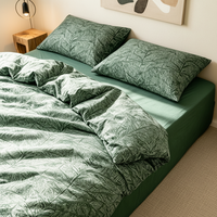 Parure de lit super king size imprimé feuilles de jungle tropicales moderne, respirante, été, écologique, 100% coton à fibres longues 400T