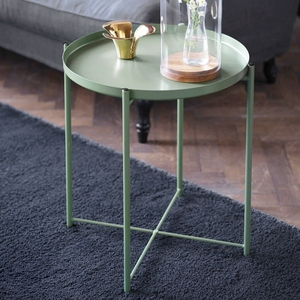 Mesas laterales redondas pequeñas de estilo moderno, extremo de bandeja de metal y mesa de centro decorativa para muebles de sala de estar - Product Image 2