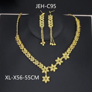 JXX 24K <b>Gold</b> Plated Brass Jewelry <b>Set</b> for Women <b>Earring</b> Necklace for Weddings Parties Engagements - Product Image 6