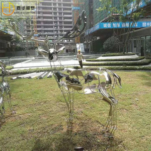 Escultura de Ciervo Abstracta Jiahua, de Acero Inoxidable, para Exteriores, Montada en el Suelo, Hecha a Mano - Product Image 4