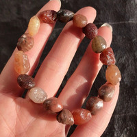 Bracelet en Agate Naturelle d'Alashan Gobi, Perles Irrégulières en Forme de Galet, Multicolore, Style Bohème, Extensible, Unisexe, Idéal Cadeau