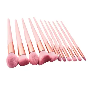 Pink makeup brushes set of 10 piece high quality makeup tools eye brush custom logo eye brow eyebrow pencil with brush