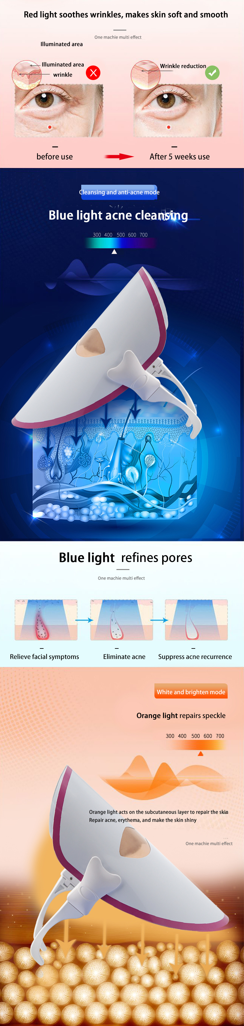 Factory Provide Rechargeable Protective Facial Face Skin Care Rejuvenating Light Up Therapy Mask With Led