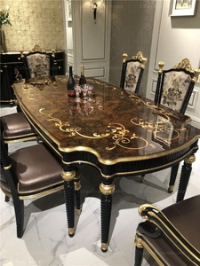 Muebles tallados de madera francesa, silla antigua negra de lujo para comedor con reposabrazos, cheep - Product Image 3