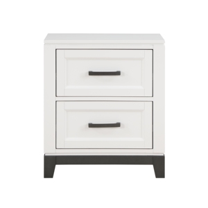 Mesita de noche blanca con 2 cajones, muebles de dormitorio de madera, 1 unidad - Product Image 2