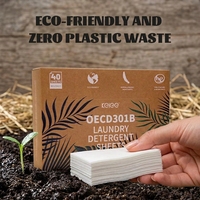 Feuilles de lessive KELEE zéro déchet, emballage sans plastique dans une boîte en papier kraft compostable, formule enzymatique naturelle