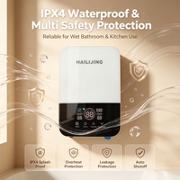 Chauffe-eau électrique instantané sans réservoir, fixation murale adhésive sans perçage, affichage numérique intelligent, pour salle de bain