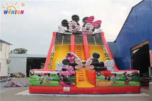 Castillo inflable al aire libre con tobogán, casa de discoteca de Mickey mouse