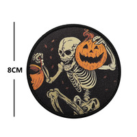 Patch brodé éco-responsable Halloween Citrouille Nuit Crâne Victorien Automne pour Patch de moral à coudre sur vêtements