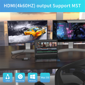 Interfaz de transferencia de estación de acoplamiento 2 en 1 2 HD compatible con 4K 60Hz para portátiles TYPE C Hub - Product Image 5