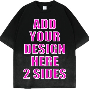 Camiseta Oversize Retro Americana de Hip-Hop Estampada de Manga Corta para Hombre y Mujer, Estilo Vintage Lavado, Tejido Holgado de Largo Extendido - Product Image 3
