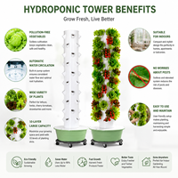 Tour hydroponique verticale Searea avec roues et plateau, système de culture mobile d'intérieur pour légumes, économie d'espace, auto-arrosage