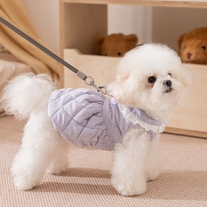 Robe pour animaux de compagnie pour petits chiens, Bichon Frise Teddy, vêtements d'automne et d'hiver en coton rembourré, doublure polaire épaisse, violet jaune - Product Image 2