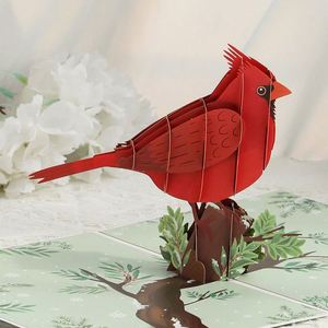 Carte pop-up créative 3D en forme d'oiseau rouge, sculpture en papier d'oiseau, cadeau d'anniversaire, Noël - Product Image 4