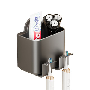 ที่แขวนแปรงสีฟันติดผนังแบบสุญญากาศ พร้อมที่เก็บแปรงสีฟันไฟฟ้าและยาสีฟัน รูปทรงสี่เหลี่ยมผืนผ้า ไม่ต้องเจาะผนัง สำหรับห้องน้ำ - Product Image 5