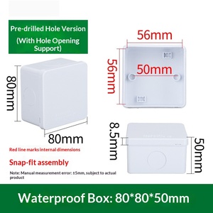 80x80x50mm Square <b>Waterproof</b> Junction <b>Box</b> IP65 Pre-drilled Hole Version with 4 Rubber Plugs ABS Outdoor Electronic <b>Box</b> - Product Image 1