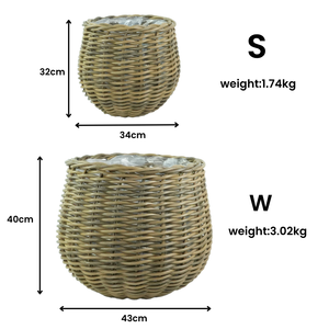 Vente en gros Panier rond en osier Jardinières Rotin tissé Maison Jardin doublé Pots de fleurs - Product Image 3