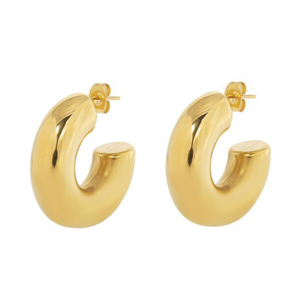Pendientes de aro gruesos Pendientes de acero inoxidable Joyería chapada en oro de 18K Tendencia de mujer <span class=keywords><strong>2023</strong></span> - Product Image 5