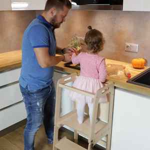 Offre Spéciale enfants cuisine escabeau avec tableau noir Montessori transformable <span class=keywords><strong>tour</strong></span> d'apprentissage - Product Image 4