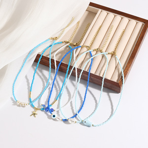 Collier de style bohème tendance INS couleur dopamine chaîne de clavicule perlée avec perles de rocaille <span class=keywords><strong>Miyuki</strong></span> <span class=keywords><strong>pendentif</strong></span> d'été pour cadeau - Product Image 5